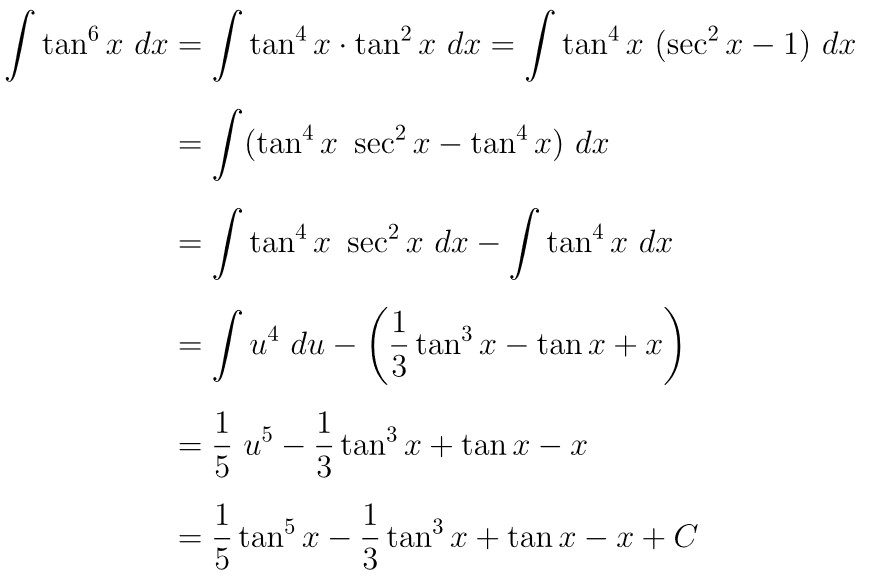 integral tan^6 x dx